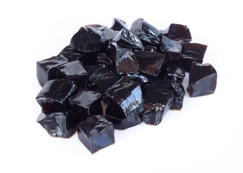 Grass jelly (Mesona chinensis) isolated on white background