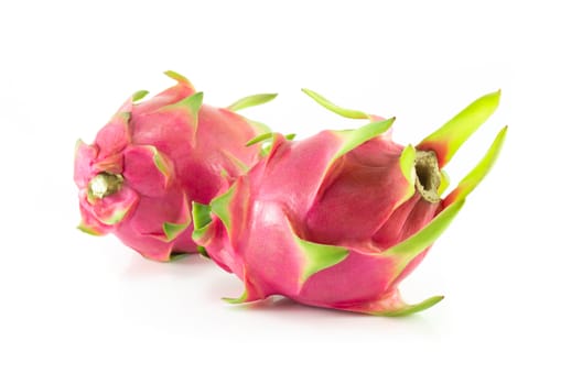 Close up fresh dragon fruit isolated on white background, food healthy