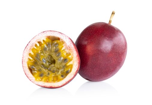 Fresh passion fruit isolated on white background, food healthy concept