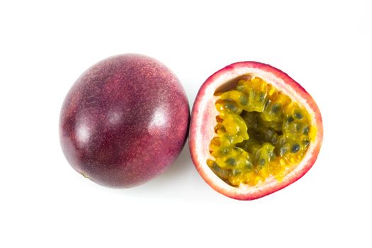 Fresh passion fruit isolated on white background, food healthy concept