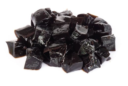 Grass jelly (Mesona chinensis) isolated on white background