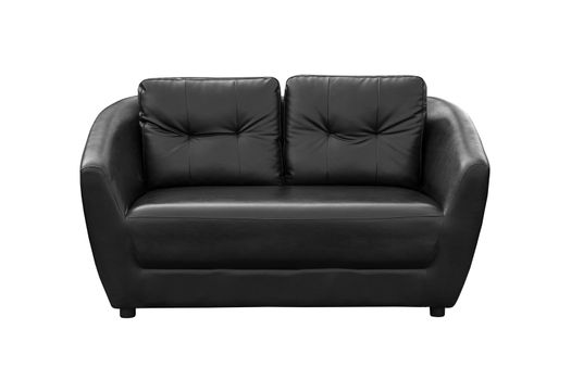 Black leather armchair isolated on white background, with clipping path.