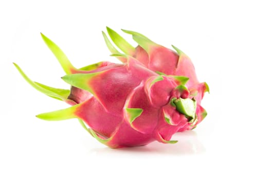 Close up fresh dragon fruit isolated on white background, food healthy