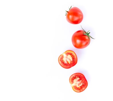 Top view, Fresh tomatoe isolated on white background, Raw food