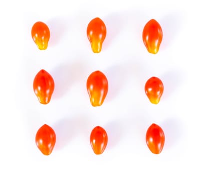 Set of cherry tomatoes isolated on white background, food healthy concept