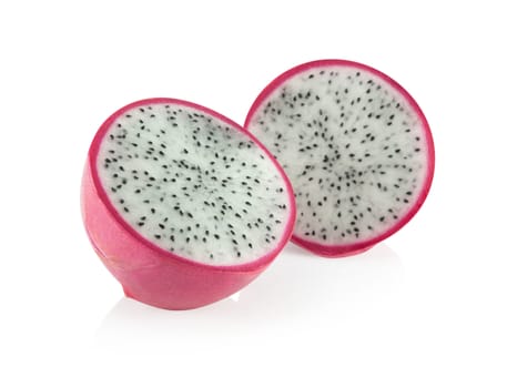 Close up fresh dragon fruit isolated on white background, food healthy
