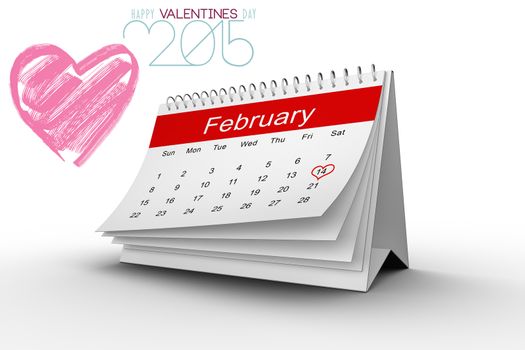 Valentines message against february calendar