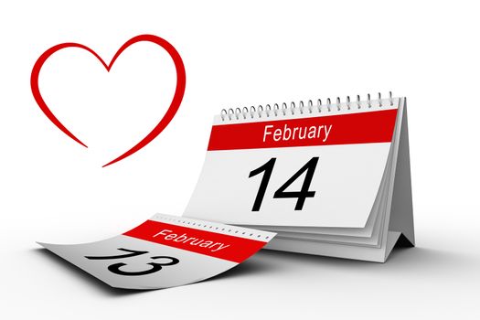 Heart against february calendar