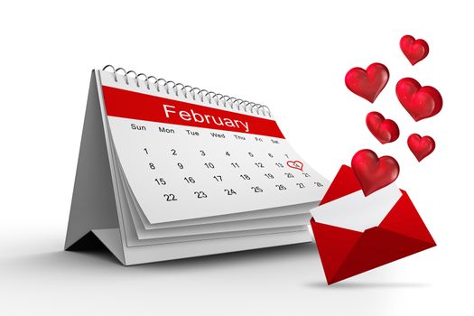 Love letter against february calendar