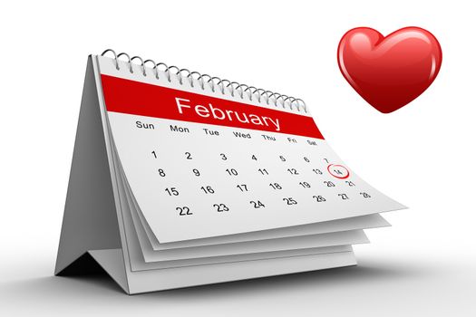 heart against february calendar