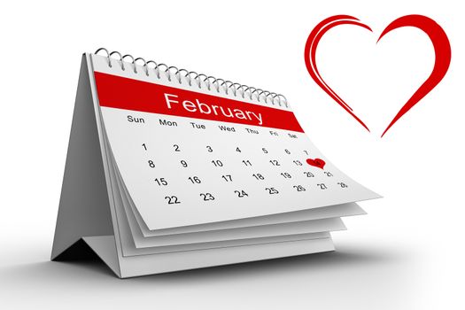 Heart against february calendar