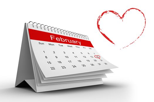 Heart against february calendar