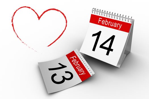Heart against february calendar