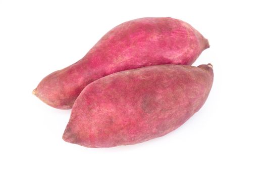 Raw sweet potato isolated on white background, healthy food concept
