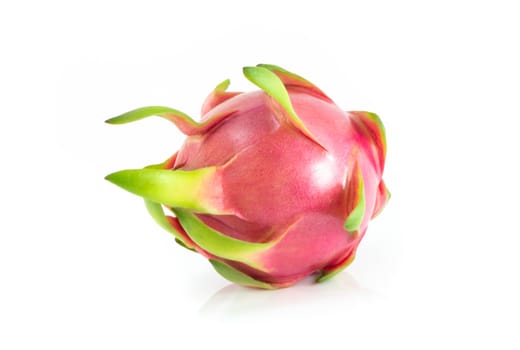 Close up fresh dragon fruit isolated on white background, food healthy