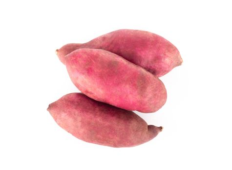 Raw sweet potato isolated on white background, healthy food concept