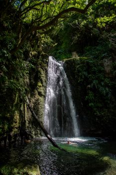 walk and discover the prego salto waterfall on the island of sao miguel, azores, Portugal.