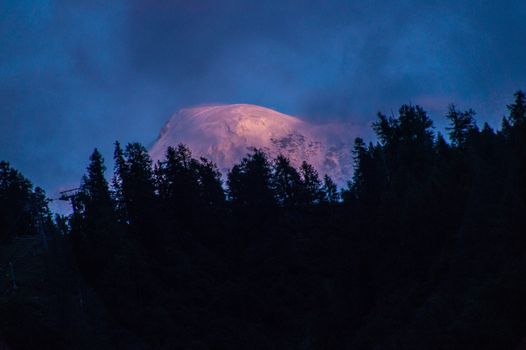sunset on the Mont Blanc massif