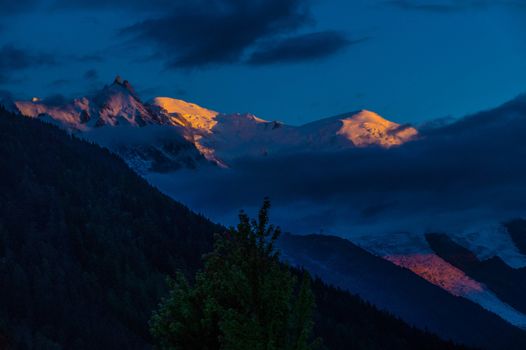 sunset on the Mont Blanc massif
