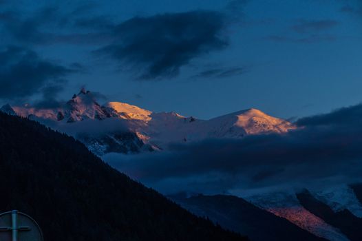 sunset on the Mont Blanc massif