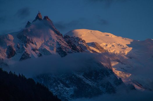 sunset on the Mont Blanc massif