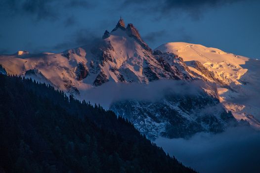 sunset on the Mont Blanc massif