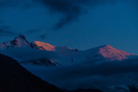 sunset on the Mont Blanc massif