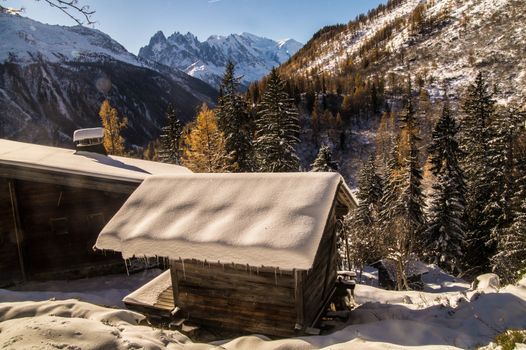 winter landscape of french alps