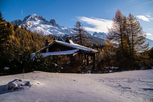 winter landscape of french alps