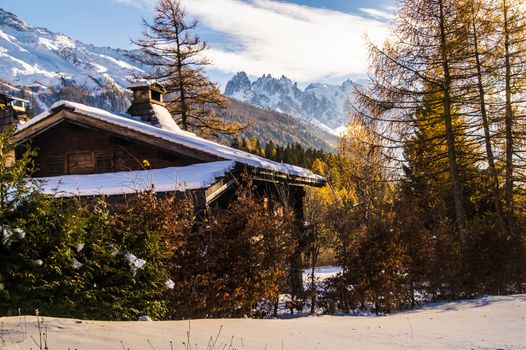 winter landscape of french alps