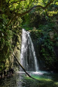 walk and discover the prego salto waterfall on the island of sao miguel, azores, Portugal.