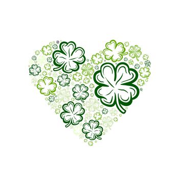 Digitally generated Heart made of shamrocks vector