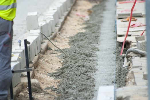 municipal work, reconstruction of a street road, image