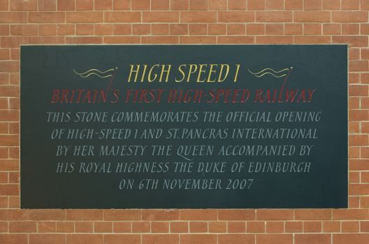 High Speed 1 Plaque, St Pancras, London