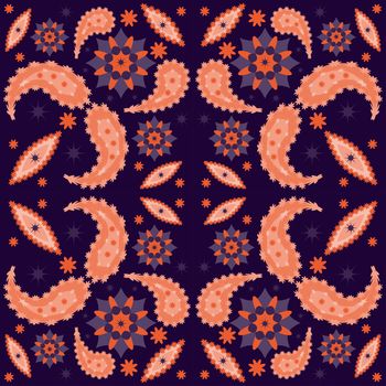 seamless bohemian pattern. paisleys and detailed ornaments, very complex placement print for fashion, interior, swimwear. Boho festival style, cachemire scarf, amazing handdrawn illustrations