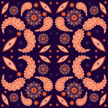 seamless bohemian pattern. paisleys and detailed ornaments, very complex placement print for fashion, interior, swimwear. Boho festival style, cachemire scarf, amazing handdrawn illustrations