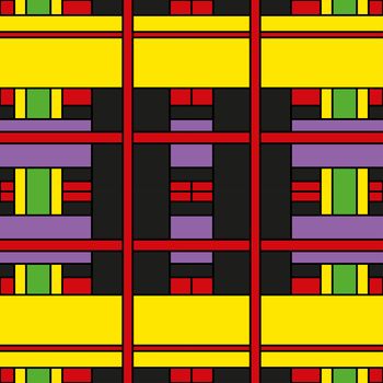Seamless geometric pattern with colorful elements, vector background.