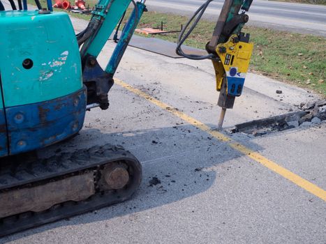 Road works  building site excavator