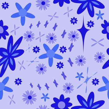 floral wallpaper with set of different flowers. Could be used as seamless wallpaper, textile, wrapping paper or background