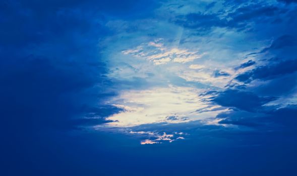 Dramatic cloudy sky at sunrise, nature and background
