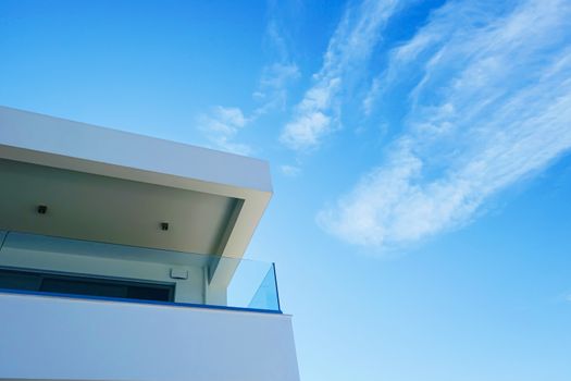 Architectural detail of a luxury modern house on the Mediterranean coast, summer holiday and real estate concept