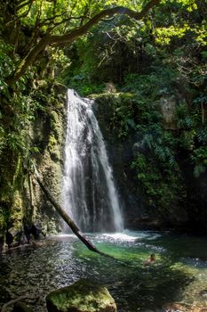 walk and discover the prego salto waterfall on the island of sao miguel, azores, Portugal.