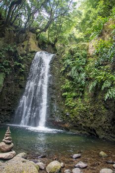 walk and discover the prego salto waterfall on the island of sao miguel, azores, Portugal.