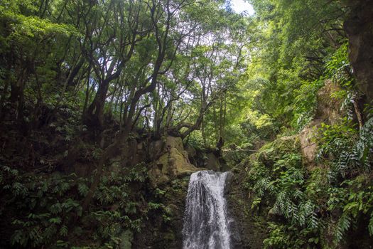 walk and discover the prego salto waterfall on the island of sao miguel, azores, Portugal.