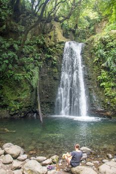 walk and discover the prego salto waterfall on the island of sao miguel, azores, Portugal.