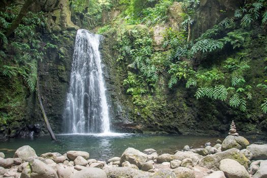 walk and discover the prego salto waterfall on the island of sao miguel, azores, Portugal.