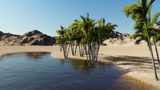 3d rendering - Oasis in the desert