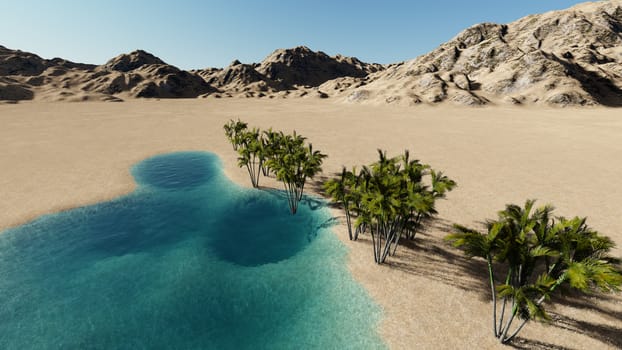 3d rendering - Oasis in the desert