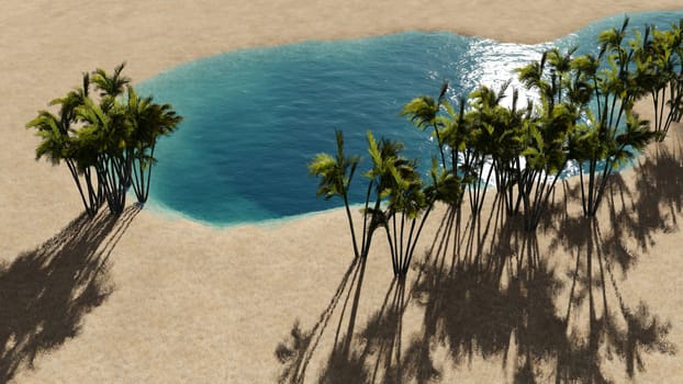 3d rendering - Oasis in the desert