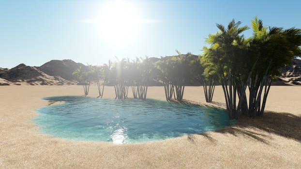 3d rendering - Oasis in the desert